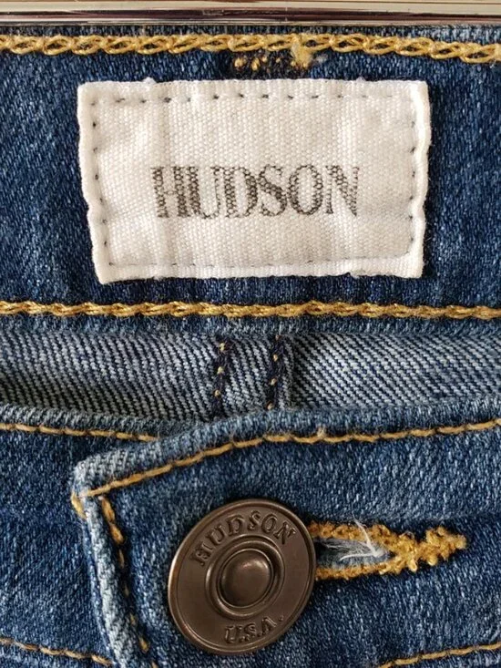 Hudson Jeans Womens 28 Medium Wash Distressed Krista Skinny Crop Denim Pants - Picture 2 of 5